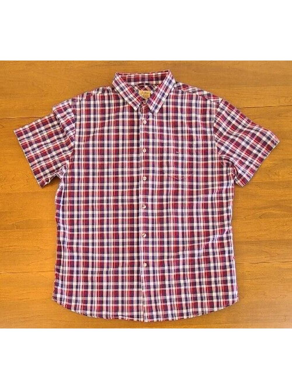 TRE VERO Plaid Short Sleeve Button Down 100% Cotton Shirt Men's Size XL